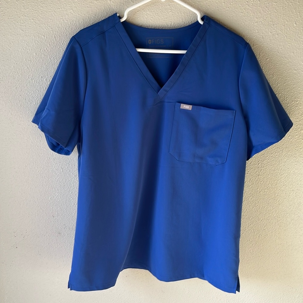 Figs Catarina One Pocket Scrub Top Denim Blue XL Limited Edition